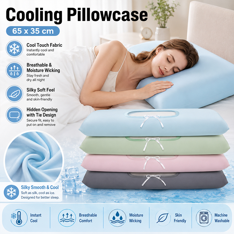 Silk Pillowcase - アイスシルク枕カバー 冷感 通気性寝具枕カバー ソフトスムース封筒型開閉 ホームテキスタイル 夏用