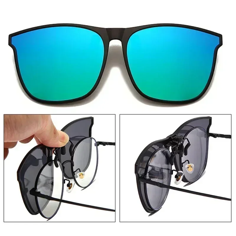 Sunglasses Uv400 - 偏光クリップ式サングラス1個。男性用、調光レンズ、運転用ゴーグル、夜間視力対応、眩しさ防止、ヴィンテージ風スクエア型アイウェア。