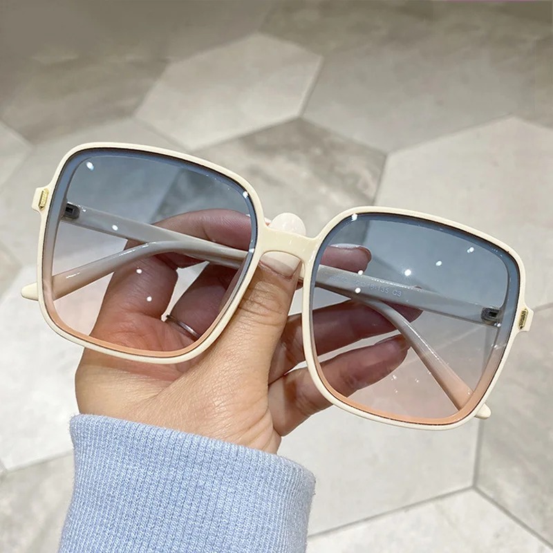 Designer Sunglasses - ヴィンテージ特大スクエアサングラス女性ファッショングラデーションアウトドアシェードレトロ女性高級ブランドデザインアイウェア