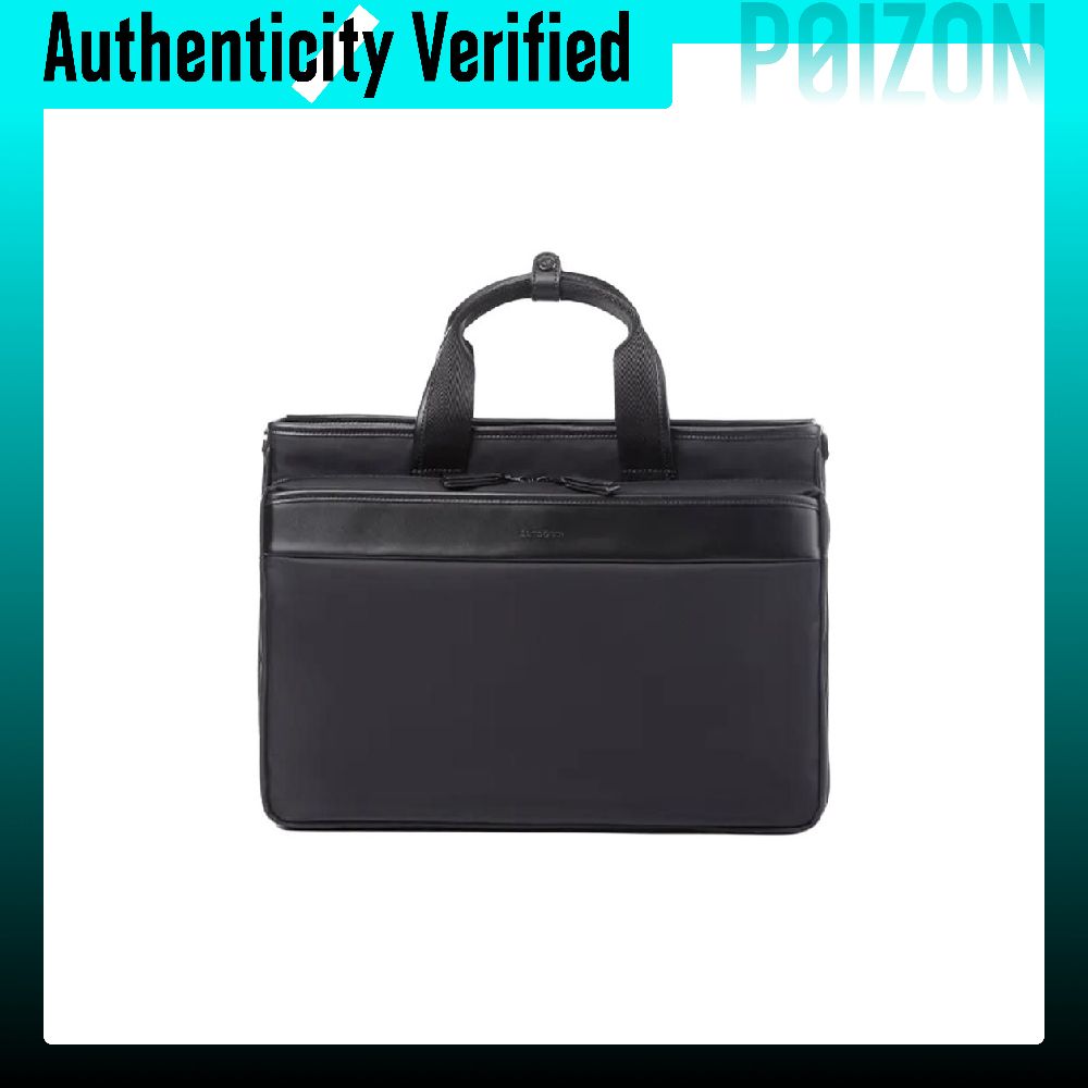 Leather Briefcase - サムソナイト ファブリックと牛革のブリーフケース、ハンドバッグ メンズ マリンブルー QY641003