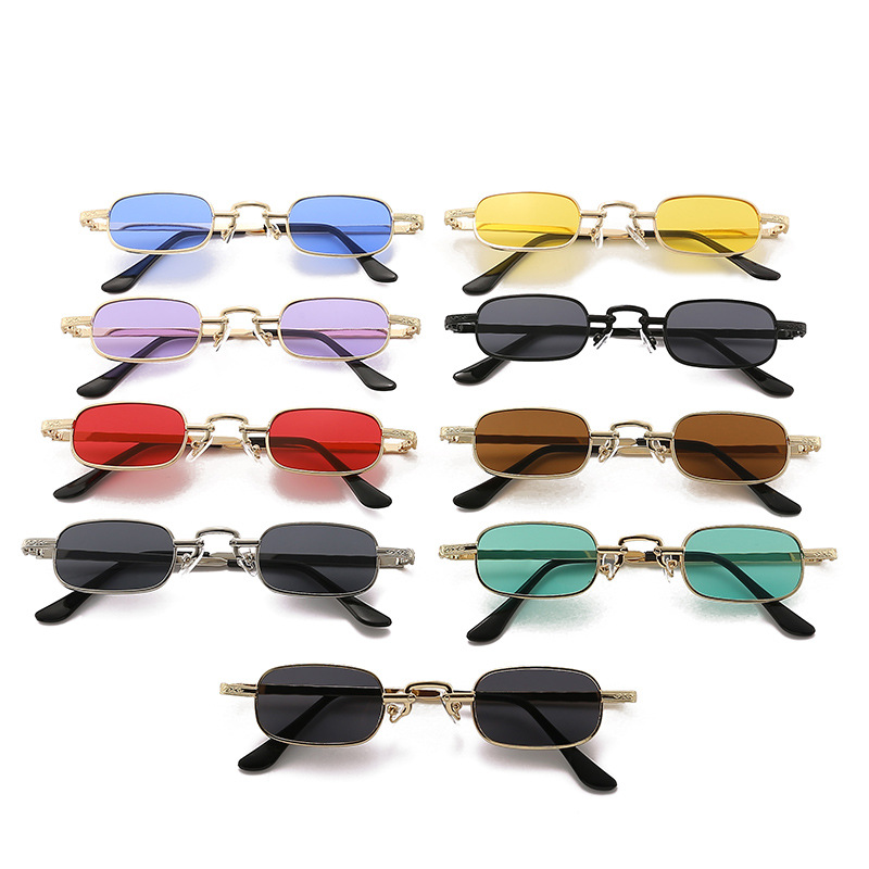 Sunglasses Uv400 - 新しいスモールフレームスクエアサングラス、トレンディでカラフルな男女兼用メタルサングラス、夏のファッションストリートフォトグラフィーグラス