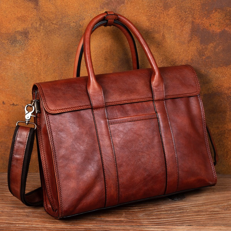 Leather Briefcase - ベジタブルタンニンなめし革ハンドバッグメンズメッセンジャーバッグブリーフケースレザーショルダーメッセンジャーバッグカジュアルメンズバッグ