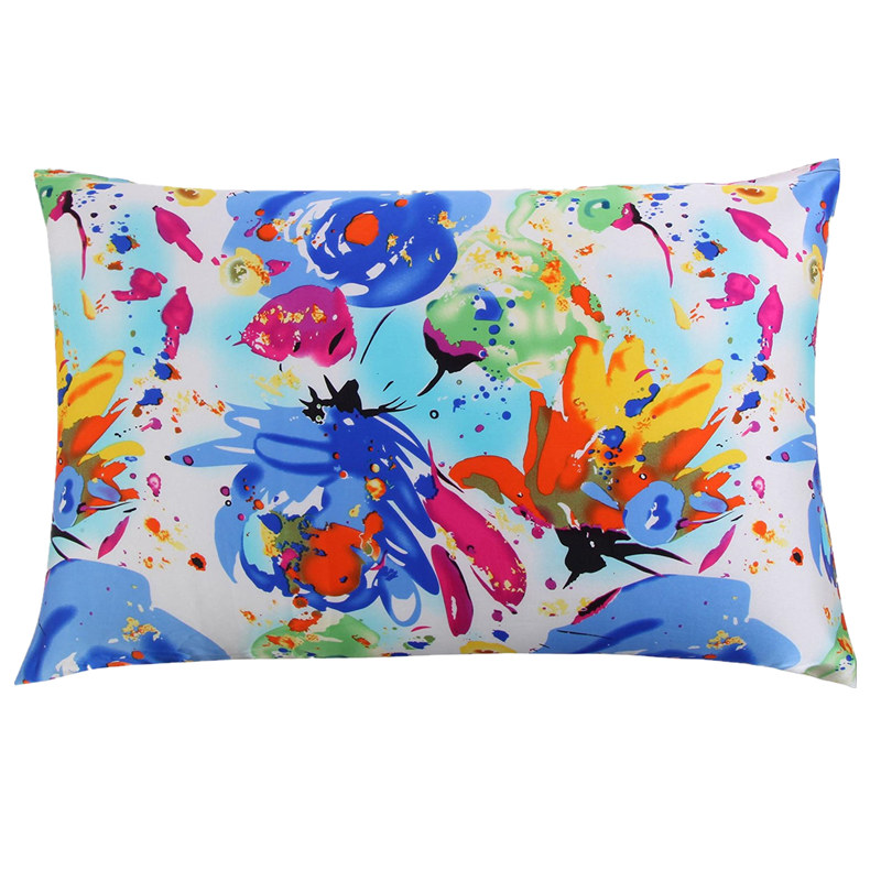 Silk Pillowcase - シルクジッパー枕カバー,1ピース100% ナチュラルマルベリープリントカラーフローラルピローケース,カスタムサイズ,標準クイーン,キング