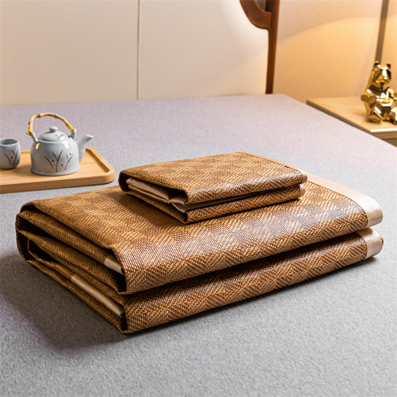 Silk Pillowcase - 冷却マット 竹製 サマーマットと枕カバー 裸寝マットレスカバー 耐久性のある滑り止め アイスシルク