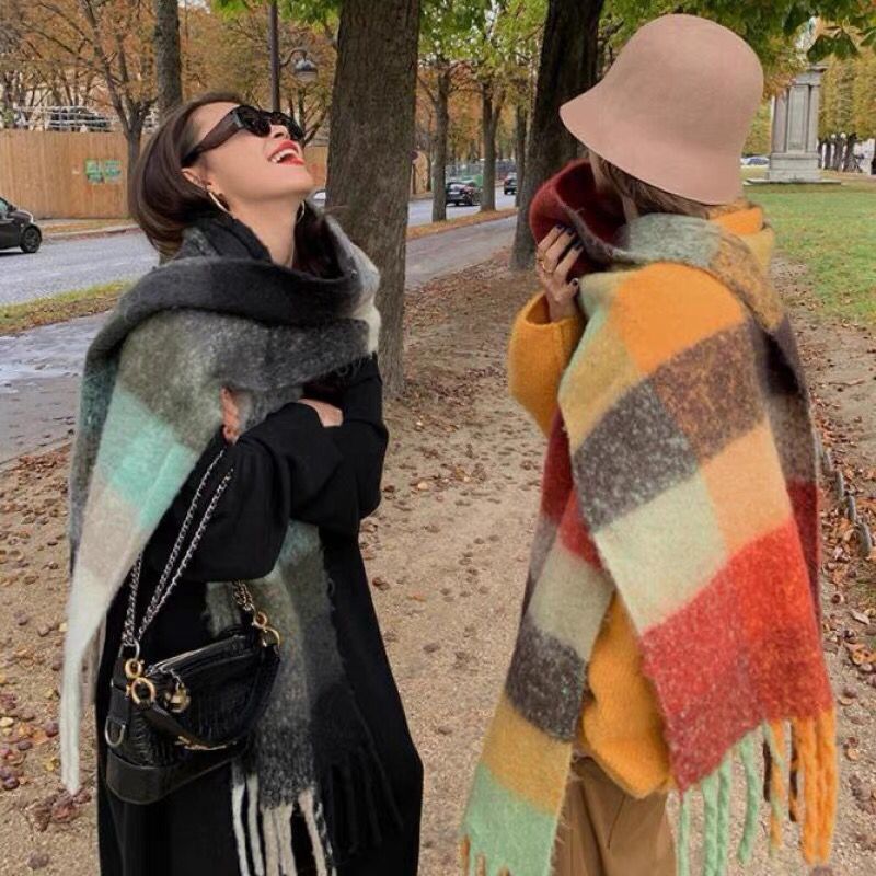 Cashmere Scarf - 新しい高級冬厚く暖かいスカーフ女性カシミヤショールとラップパシュミナネッカチーフ Bufanda 女性ロングテッセル Echarpe 2023