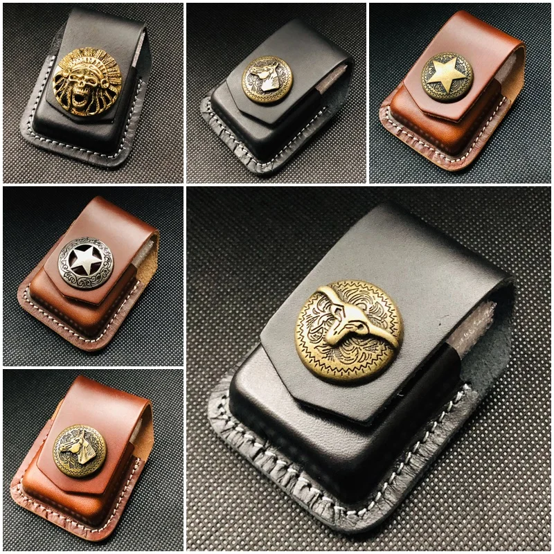 Premium Cigar Case - クラシックなマルチスタイル高品質レザーライターウエストバッグ（ジッポーライター用ベルトホルスター、シガレットライターケース）