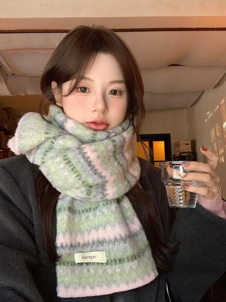 Cashmere Scarf - Feilao Island ニットスカーフ レディース 冬 ヴィンテージ