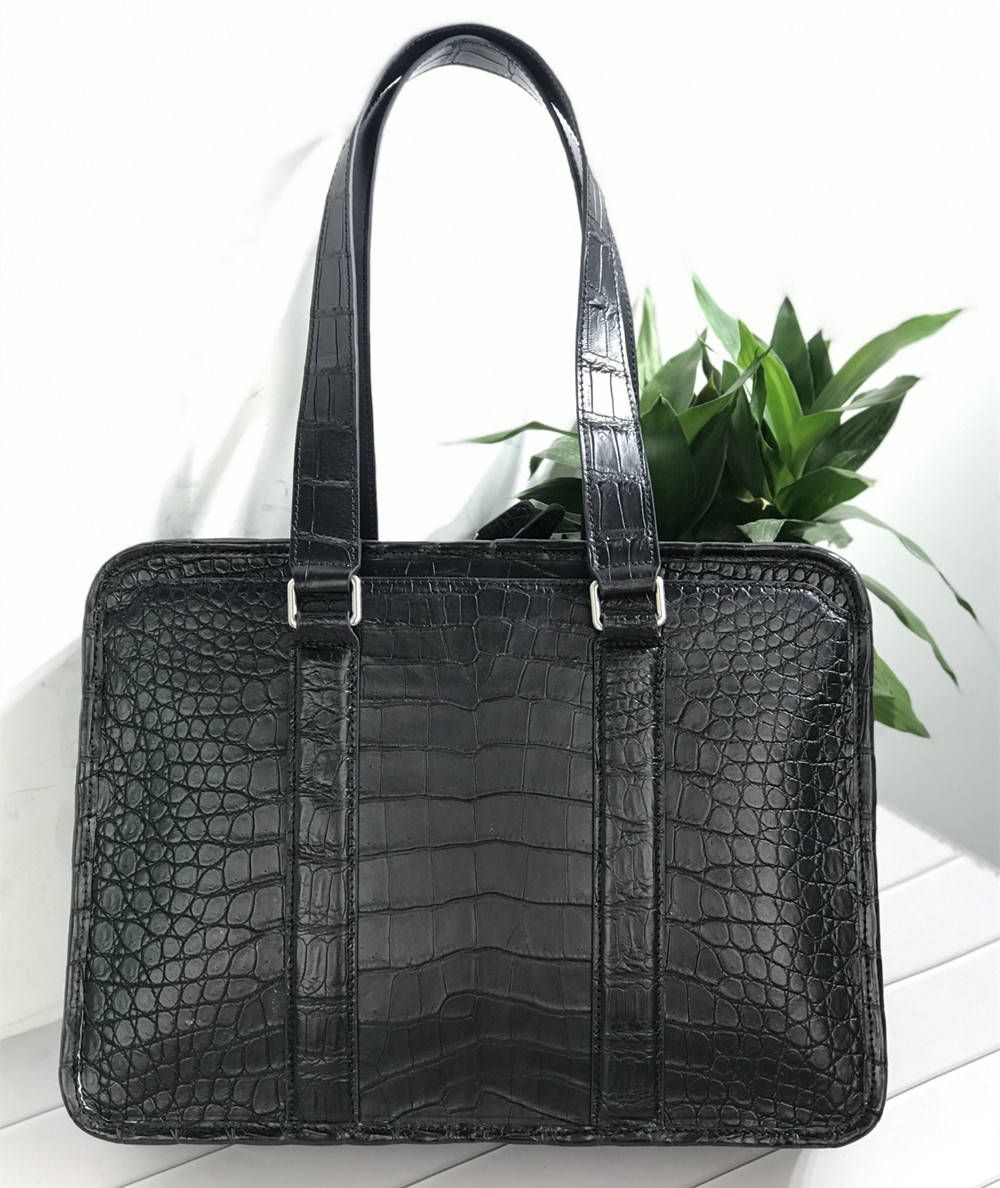 Leather Briefcase - 新しいクロコダイルレザーラップトップバッグ 本物のクロコダイルレザー メンズブリーフケース 高級ブランド メンズハンドバッグ ワンショルダー