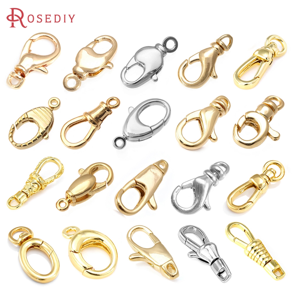 Gold Plated Jewelry - 18Kゴールドカラー真鍮製回転式ロブスタークラスプ、ジュエリーネックレスブレスレット製作DIY用金具アクセサリー