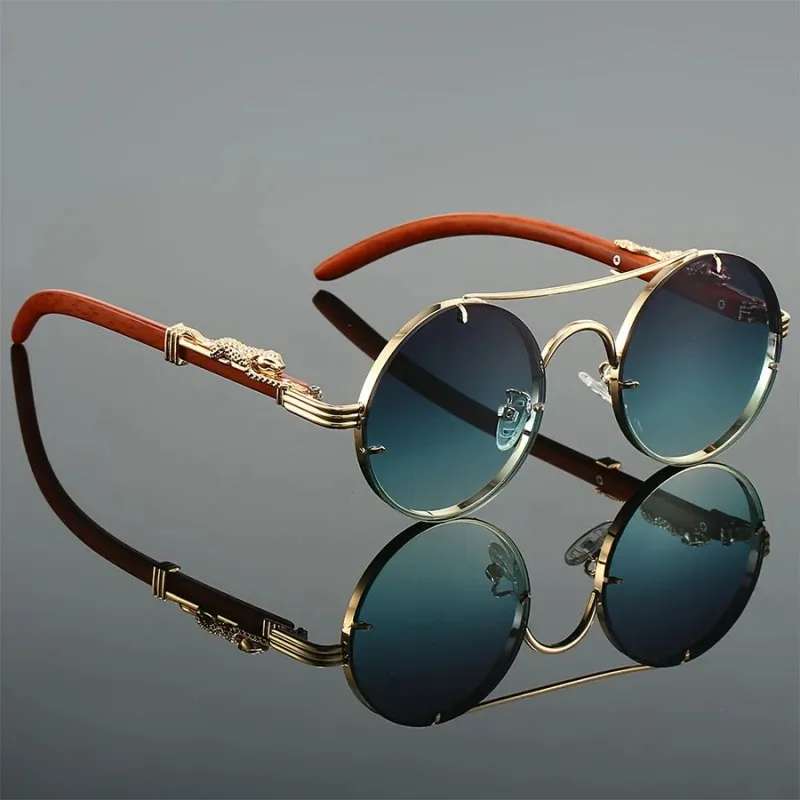 Designer Sunglasses - ヴィンテージ風の丸型サングラス。アウトドアアクティビティに最適。メンズ、レディース、ダブルブリッジ、クラシックなデザイン。レトロなブランド、高級感のあるデザイン。