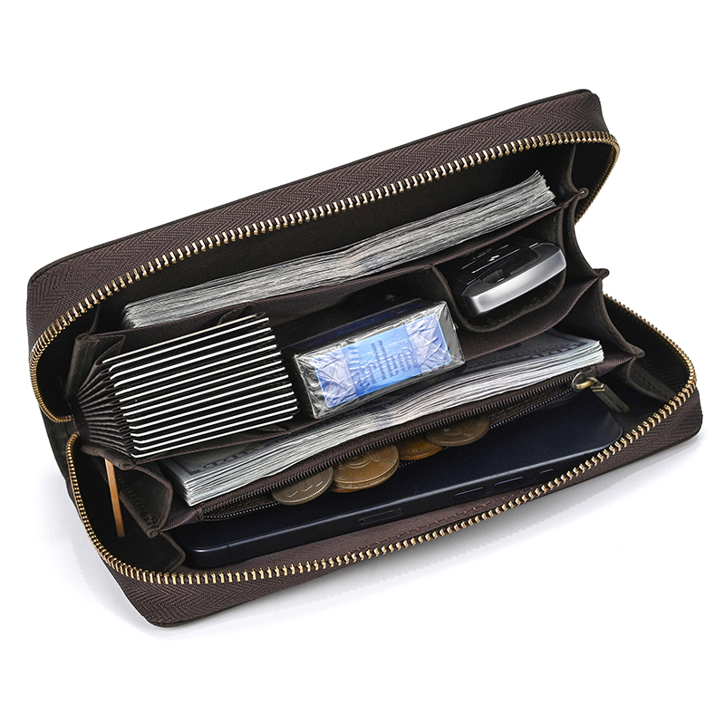 本革クラッチ財布 メンズ 牛革 大容量 ジッパー ビジネス財 - Leather Wallet Men のレビューと価格