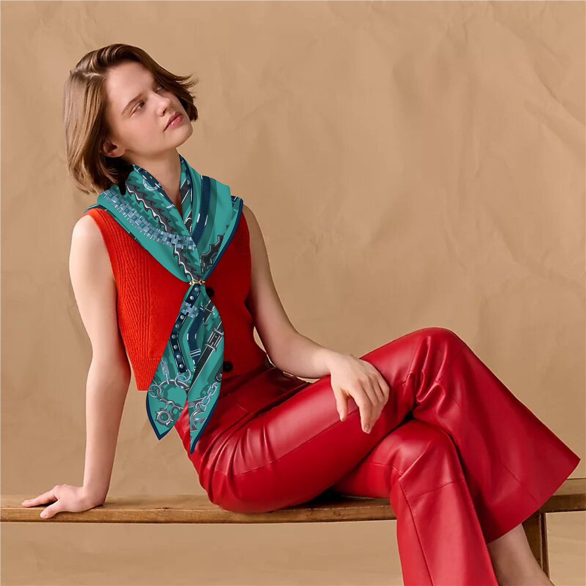 ツイルシルクカシミヤスカーフ高級冬用スクエアショール母の日ク - Cashmere Scarf のレビューと価格