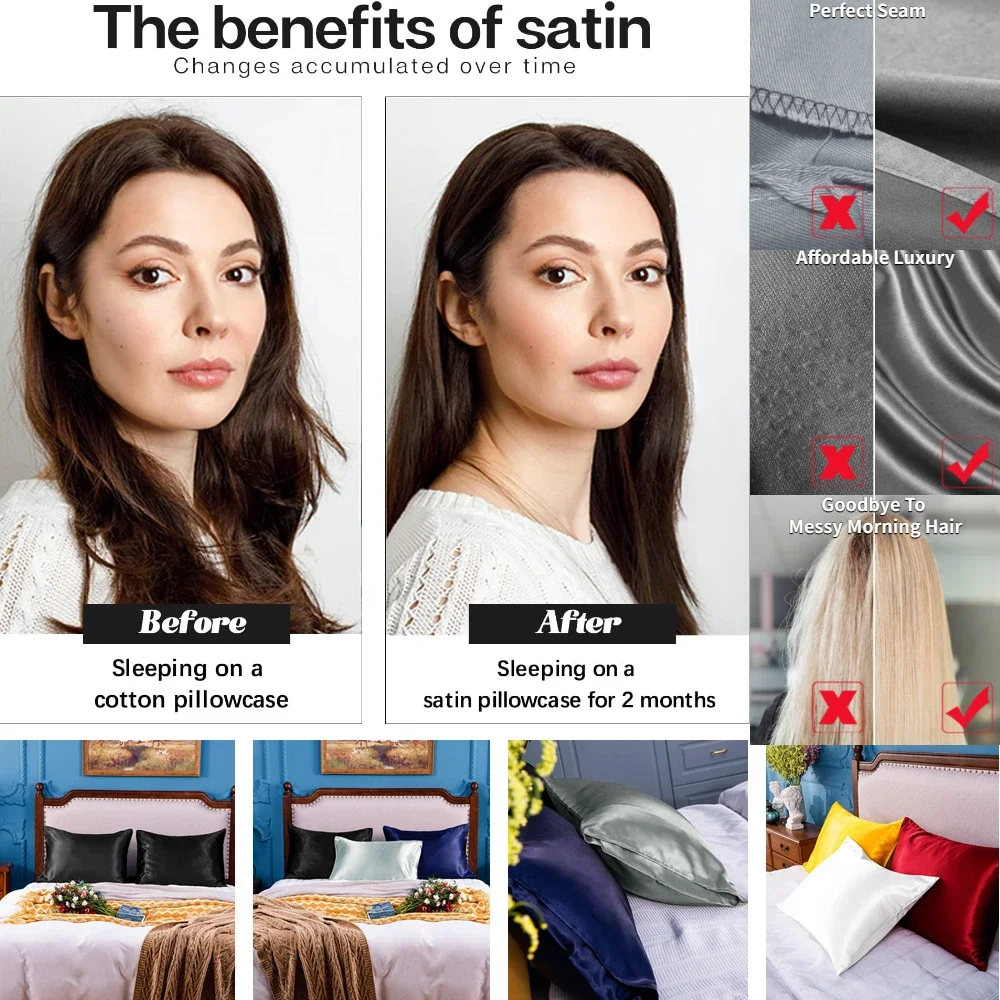 髪と肌用のサテン枕カバー 2 パック シルク枕カバーに似た非 - Silk Pillowcase のレビューと価格