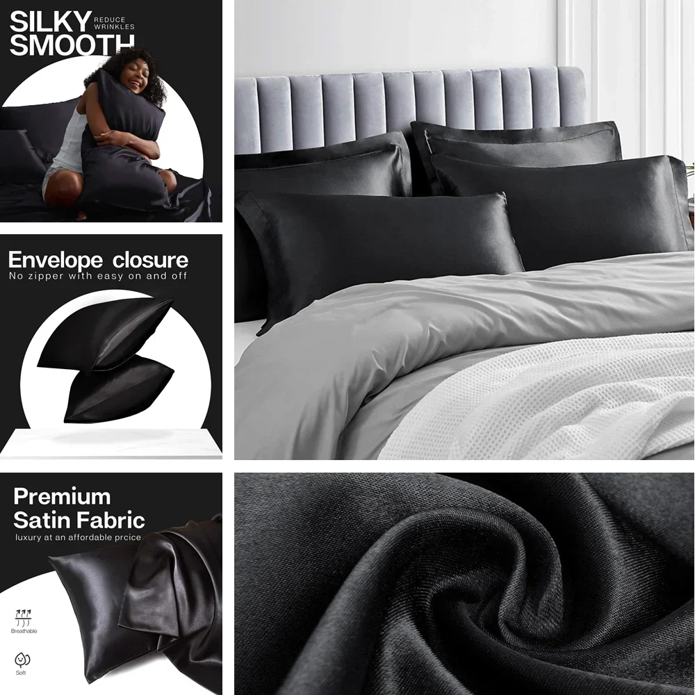 髪と肌用のサテン枕カバー 2 パック シルク枕カバーに似た非 - Silk Pillowcase のレビューと価格