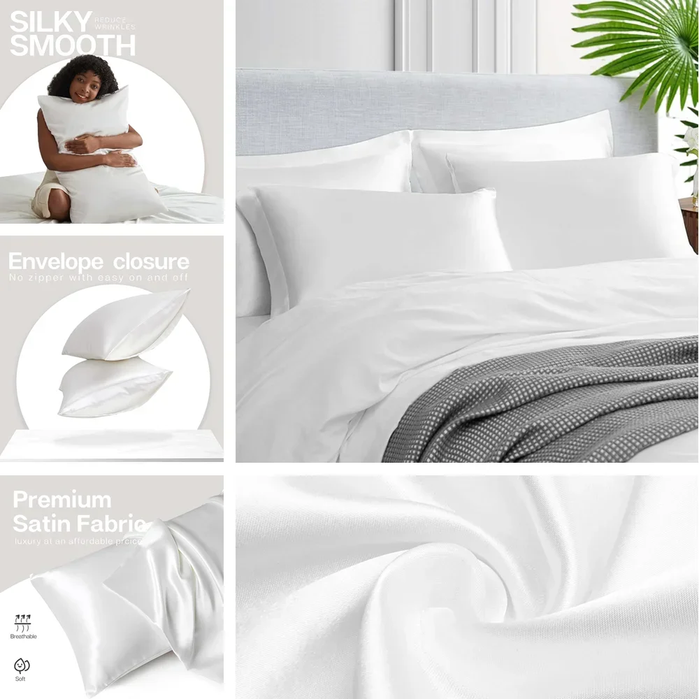 髪と肌用のサテン枕カバー 2 パック シルク枕カバーに似た非 - Silk Pillowcase のレビューと価格