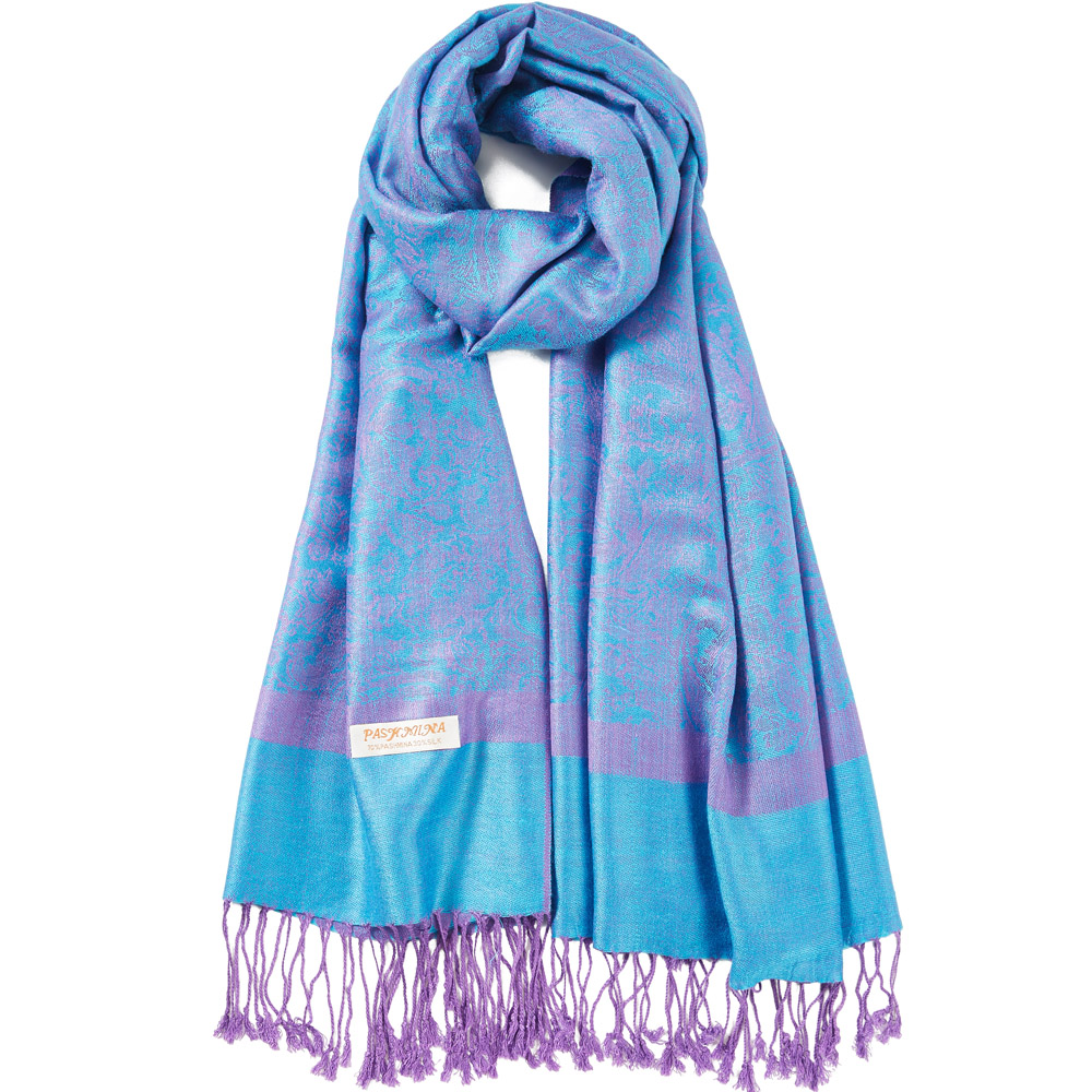 ペイズリーパシュミナシルクショールジャカードワープスカーフカ - Cashmere Scarf のレビューと価格