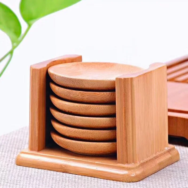 丸い形の竹コースター,ガラスのカップレスト,ティーカップ,コ - Marble Coaster Set のレビューと価格