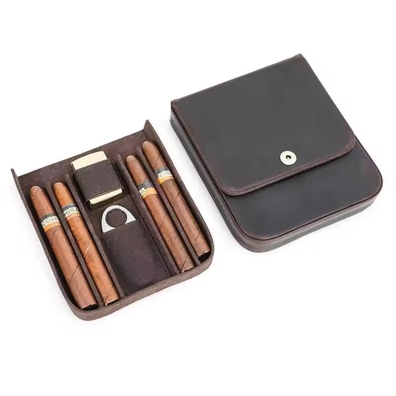 携帯用シガーケース、ヒュミドールボックス、レトロなブラウン、 - Premium Cigar Case のレビューと価格