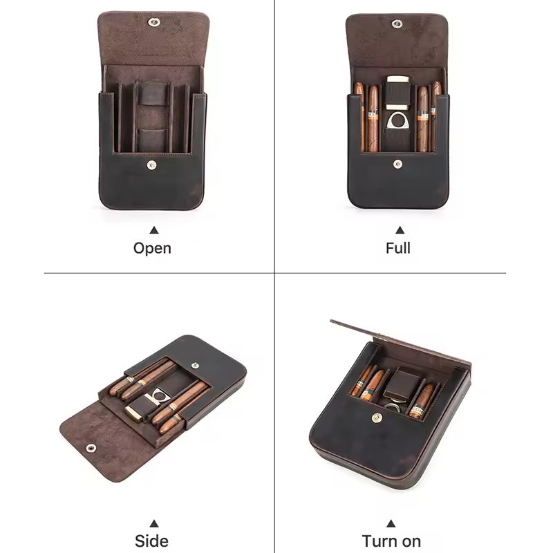 携帯用シガーケース、ヒュミドールボックス、レトロなブラウン、 - Premium Cigar Case のレビューと価格