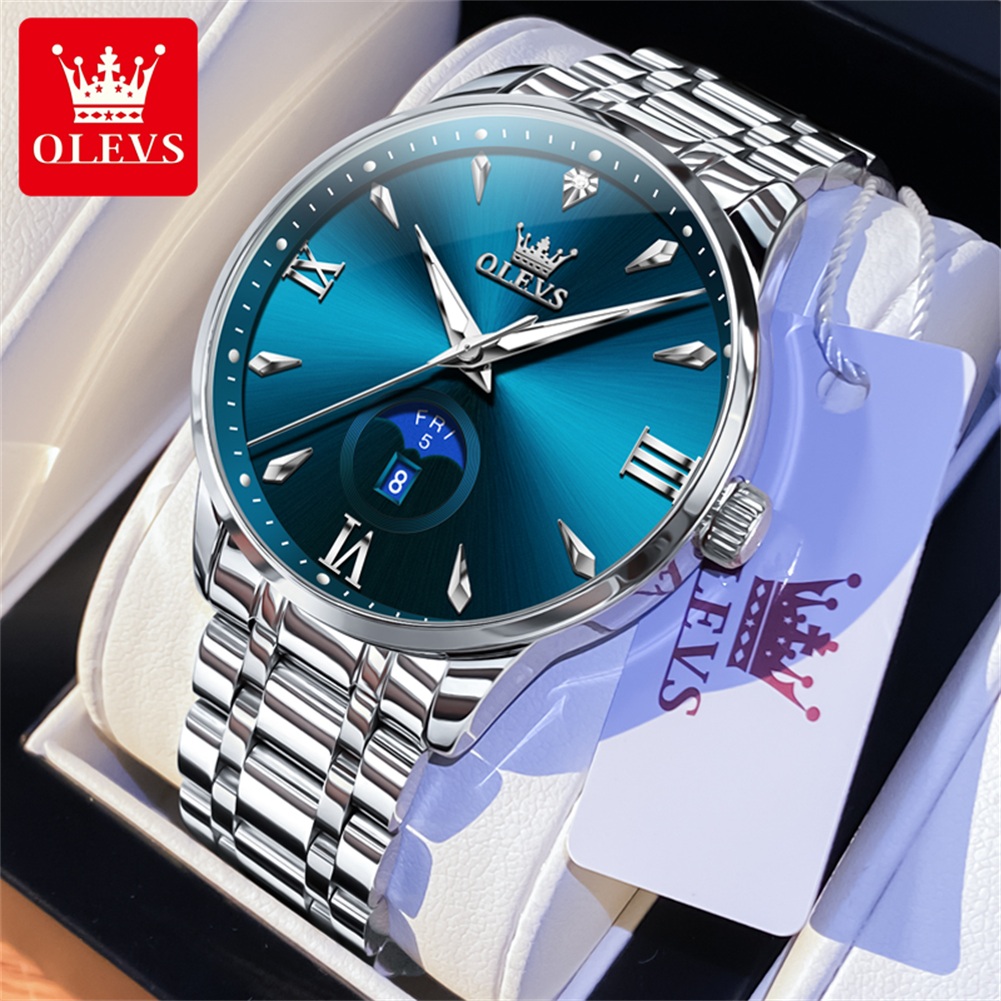 OLEVS ムーンフェイズメンズ腕時計カレンダー 30 メー - Luxury Watch Men のレビューと価格