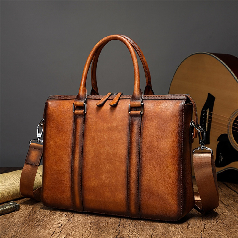 YETTIES ビジネス トップグレインレザー ブリーフケー - Leather Briefcase のレビューと価格