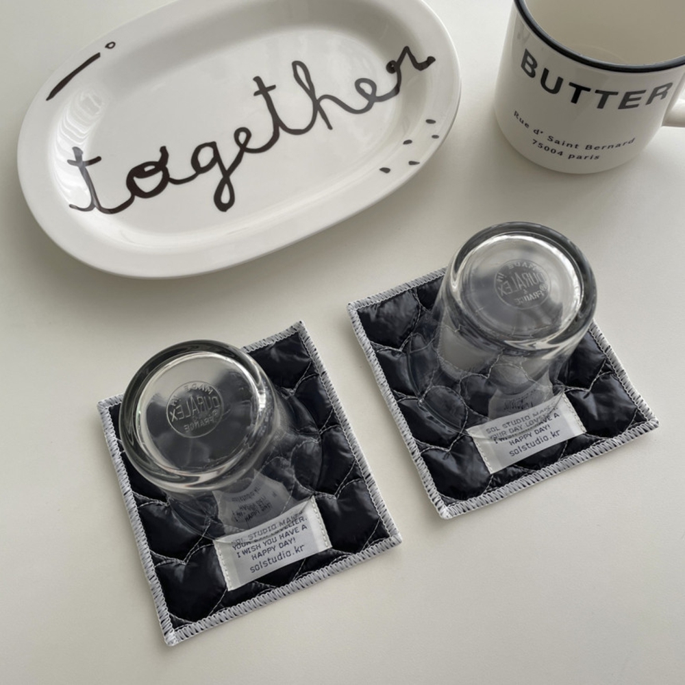 韓国風キルティングメタル風クリップ付きコットンコースター、正 - Marble Coaster Set のレビューと価格