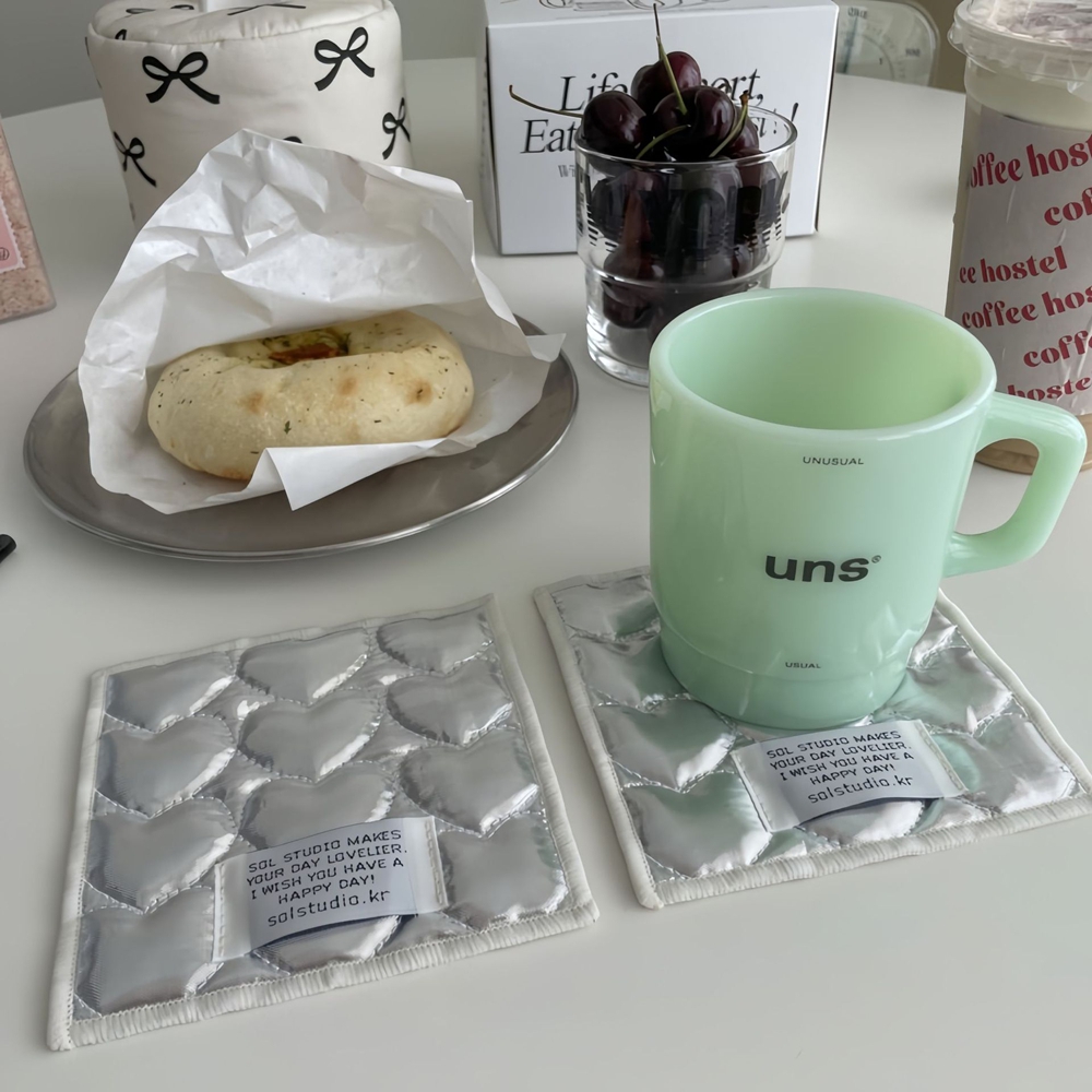 韓国風キルティングメタル風クリップ付きコットンコースター、正 - Marble Coaster Set のレビューと価格