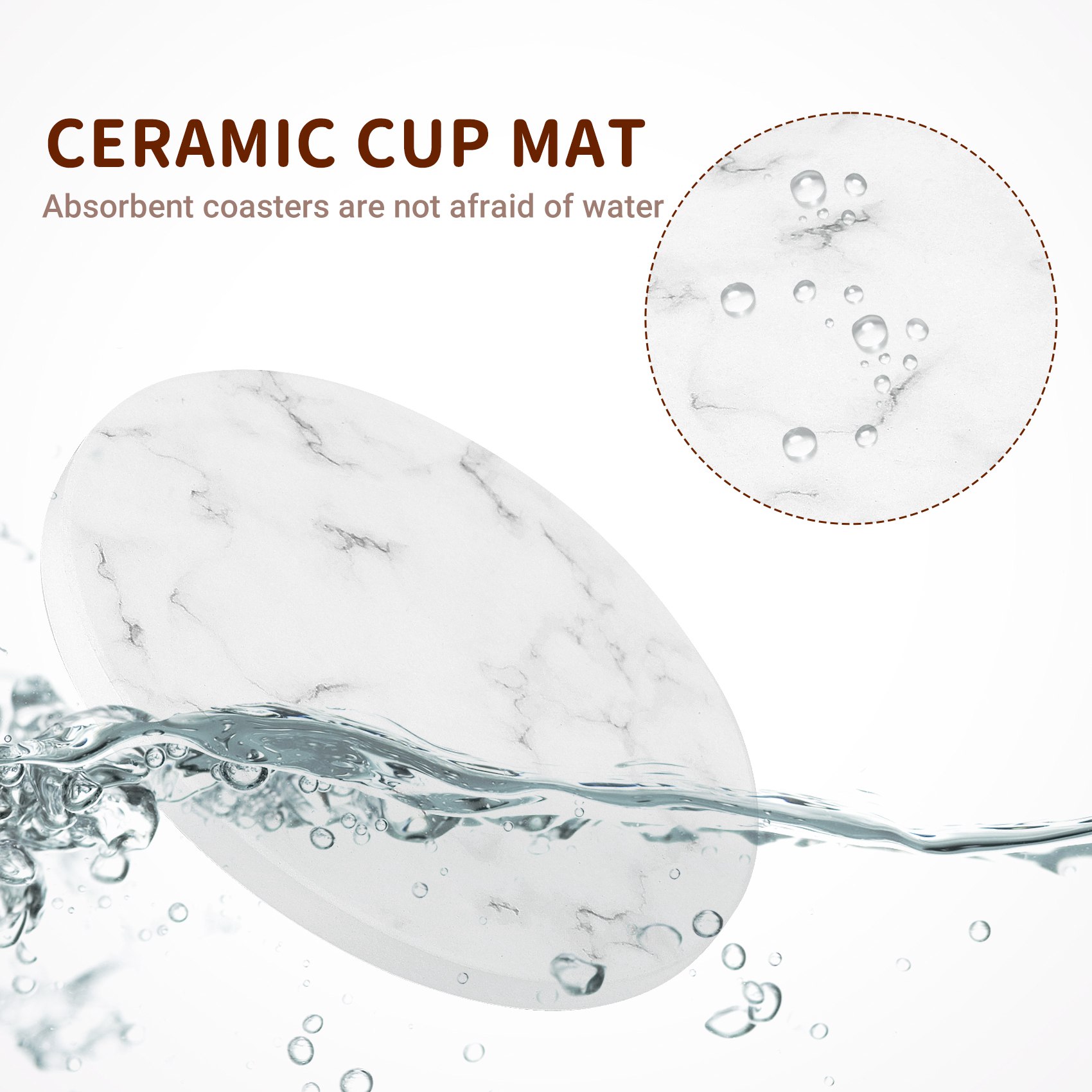 ABAH-吸収性ドリンクコースターセット ホルダー付き 6個 - Marble Coaster Set のレビューと価格