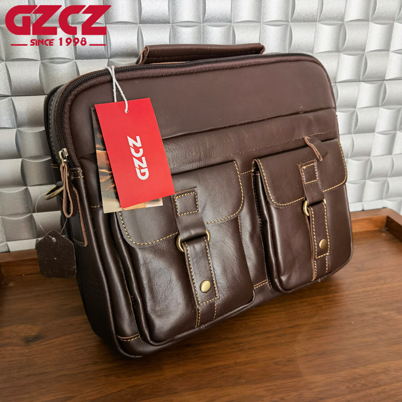 GZCZ メンズハンドバッグレジャービジネスコンピュータバッ - Leather Briefcase のレビューと価格