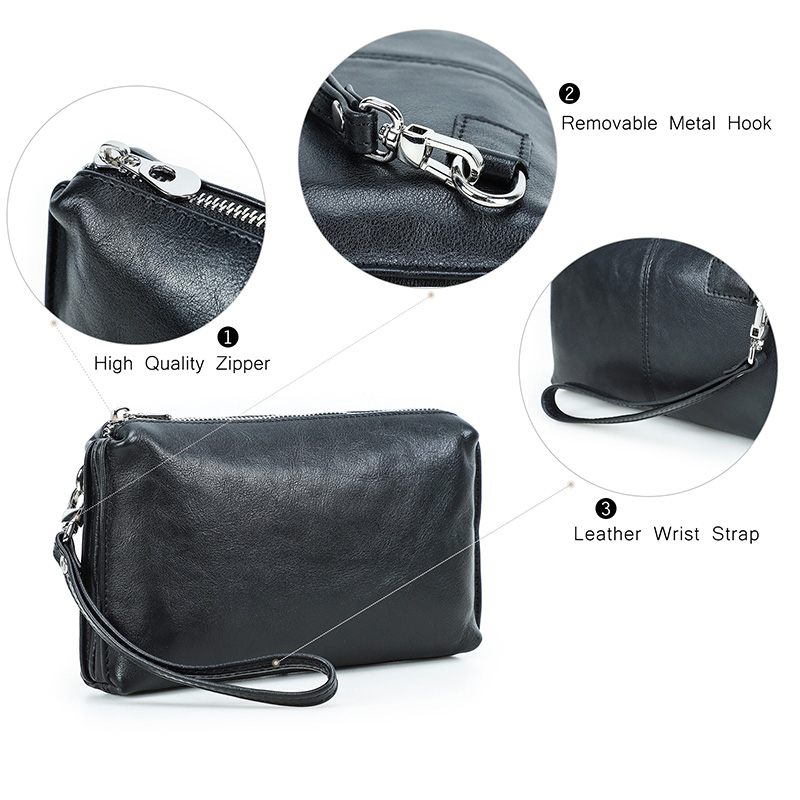 CONTACT'S 本革ハンドバッグ男性 RFID レトロポ - Leather Wallet Men のレビューと価格
