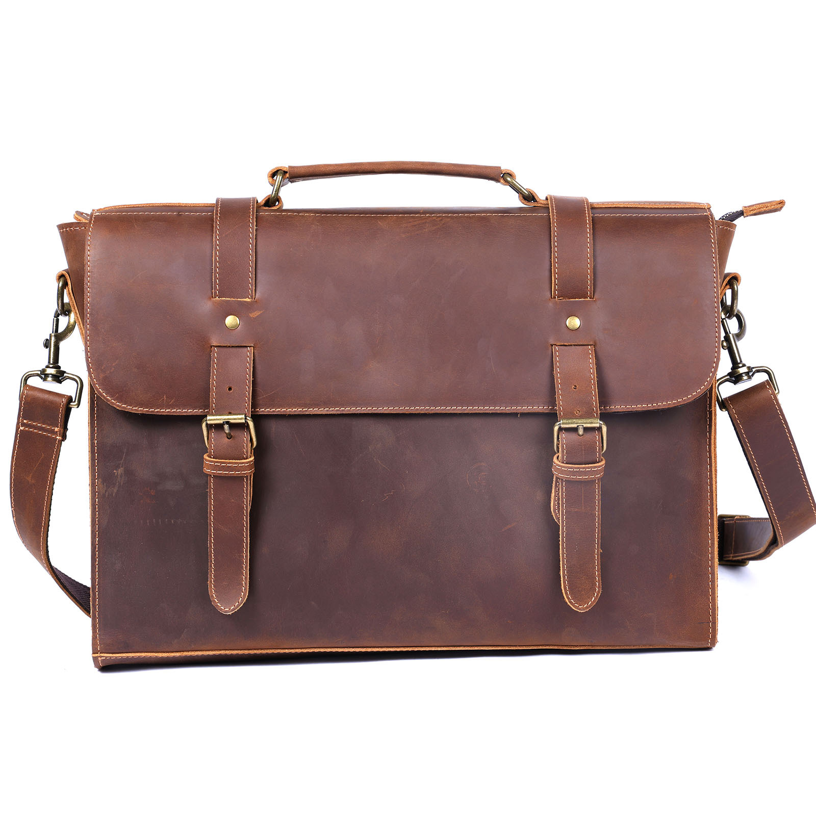 男性用本革ビジネスブリーフケース,ショルダーバッグ,クロスオ - Leather Briefcase のレビューと価格