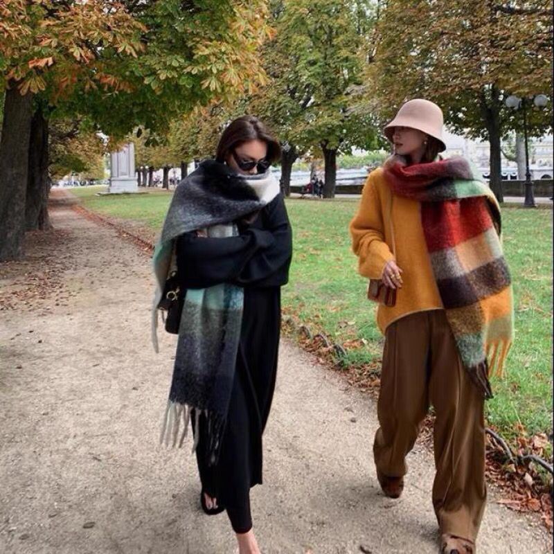 新しい高級冬厚く暖かいスカーフ女性カシミヤショールとラップパ - Cashmere Scarf のレビューと価格
