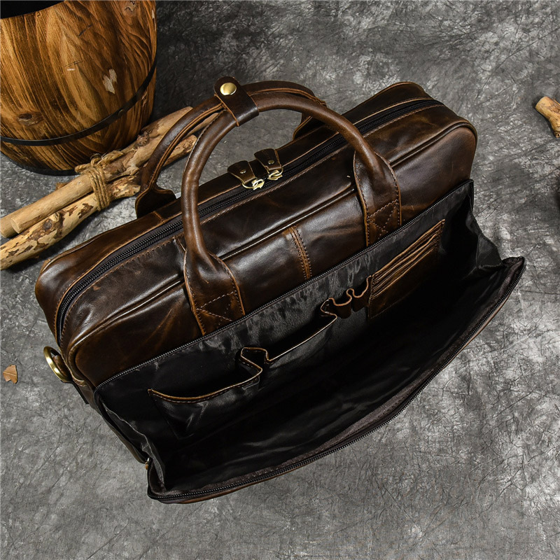 本革のメンズラップトップバッグ,ブリーフケース,ショルダーバ - Leather Briefcase のレビューと価格