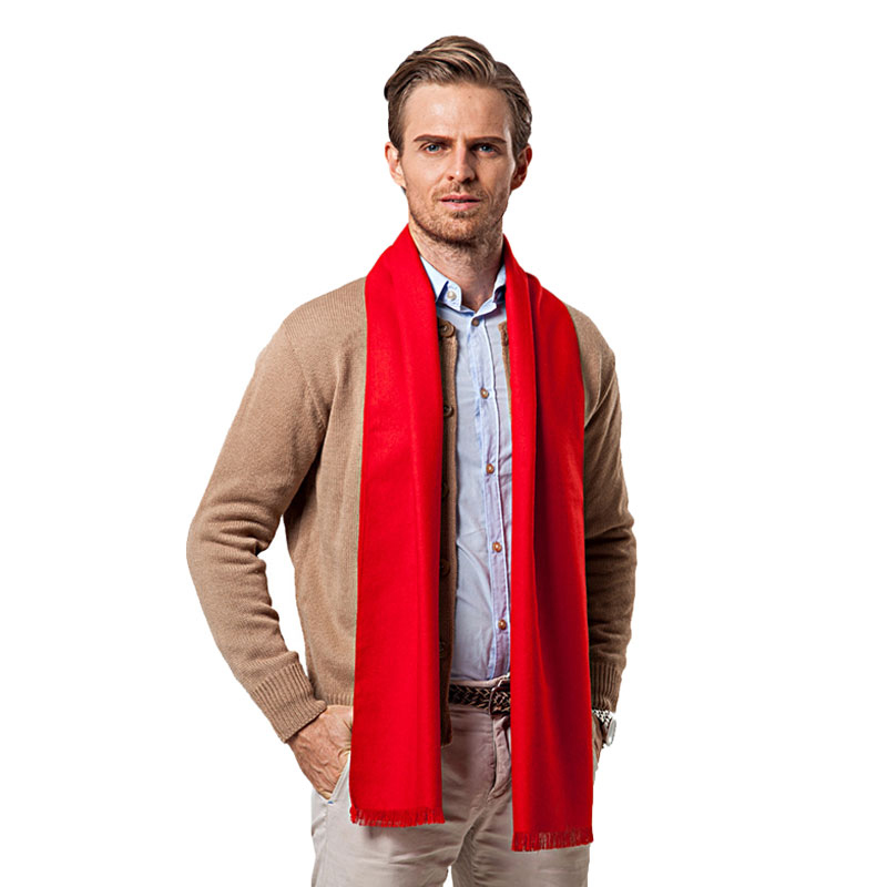 ファッション冬無地男性赤いスカーフ高級ブランドデザイナースタ - Cashmere Scarf のレビューと価格