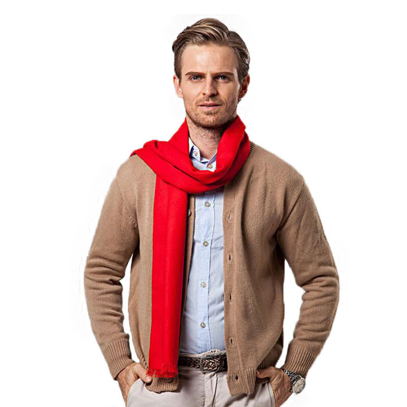 ファッション冬無地男性赤いスカーフ高級ブランドデザイナースタ - Cashmere Scarf のレビューと価格