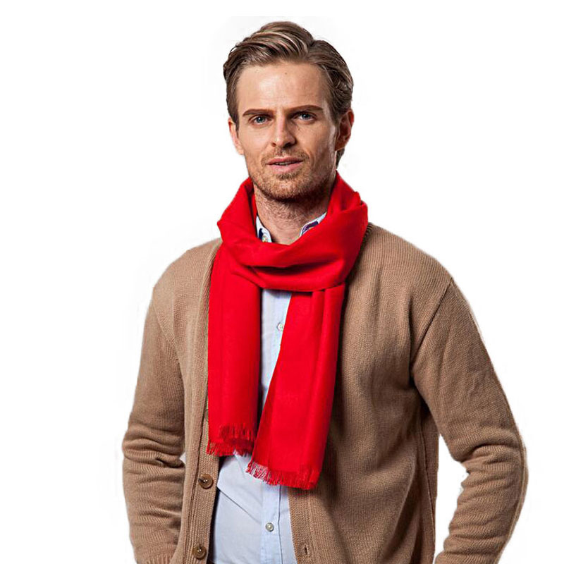 ファッション冬無地男性赤いスカーフ高級ブランドデザイナースタ - Cashmere Scarf のレビューと価格