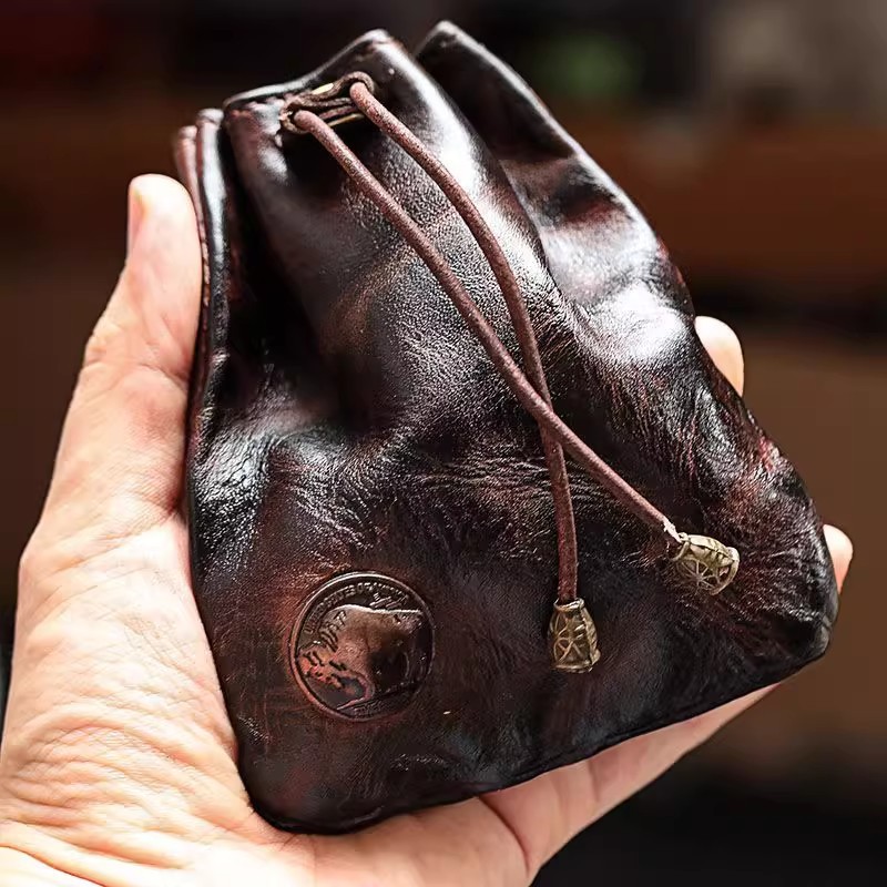 和風本物のソフトレザー財布ミニ財布キーコインバッグ多機能ウエ - Leather Wallet Men のレビューと価格