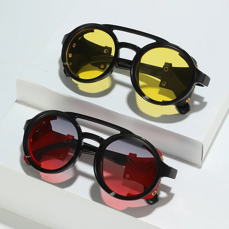 レトロなデザインの紫外線カットサングラス。男女兼用。レザー素 - Sunglasses Uv400 のレビューと価格