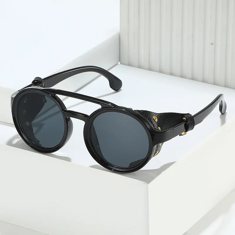 レトロなデザインの紫外線カットサングラス。男女兼用。レザー素 - Sunglasses Uv400 のレビューと価格