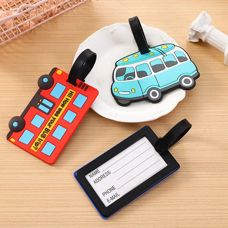 かわいい漫画の車 PVC シリコーン荷物タグ旅行荷物名札スー - Travel Luggage Set のレビューと価格