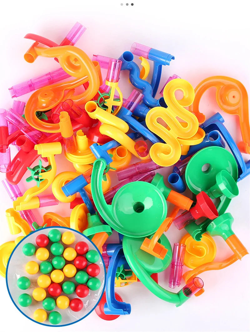50-142個入り 3D迷路ボールロールおもちゃ DIYマー - Marble Coaster Set のレビューと価格