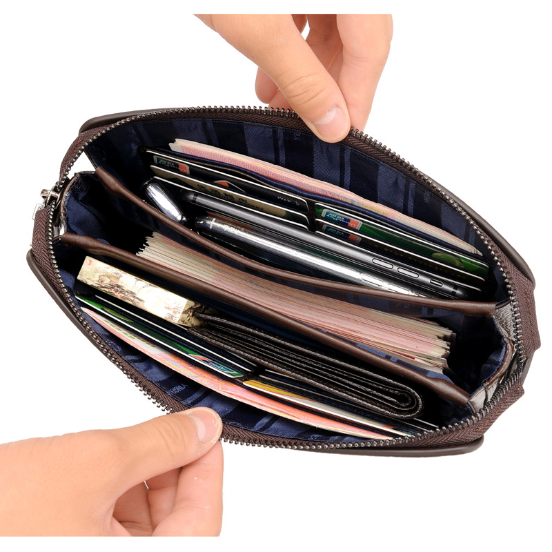 男性長財布携帯電話ポーチ男性メッセンジャーバッグ盗難防止メン - Leather Wallet Men のレビューと価格