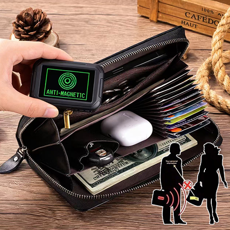 新作メンズ ヴィンテージ風 本革製 ロングウォレット、磁気防 - Leather Wallet Men のレビューと価格