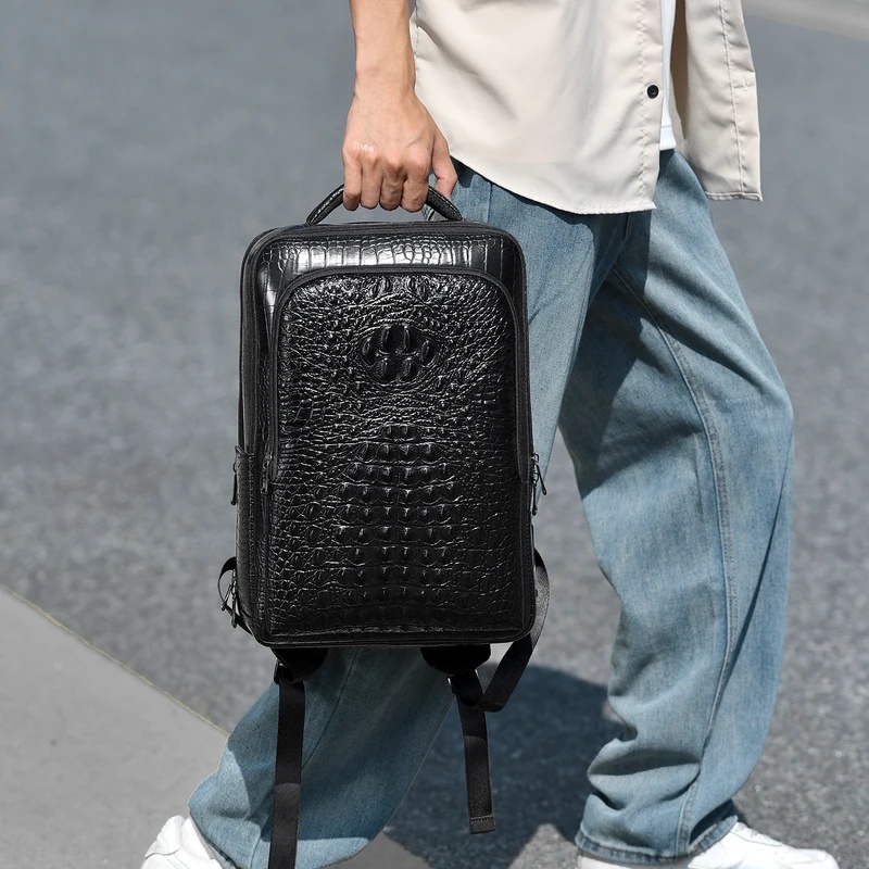 新しいメンズクロコダイル柄レザーラップトップバックパック、U - Leather Briefcase のレビューと価格
