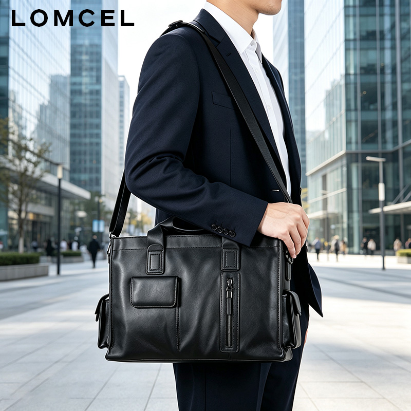 LOMCEL P116、おしゃれなハンドバッグ。本革製で、ビ - Leather Briefcase のレビューと価格