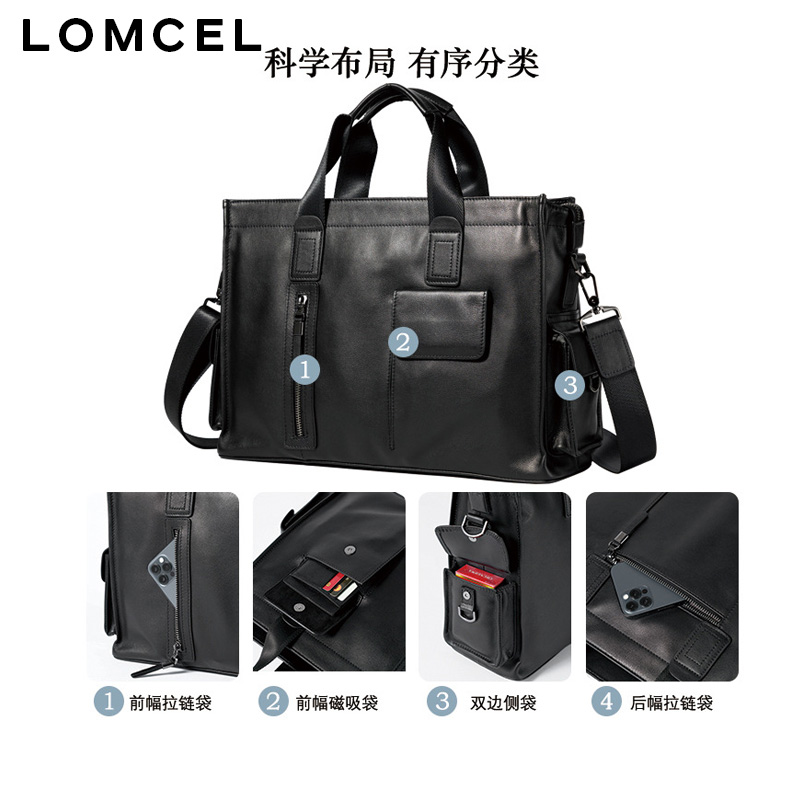 LOMCEL P116、おしゃれなハンドバッグ。本革製で、ビ - Leather Briefcase のレビューと価格
