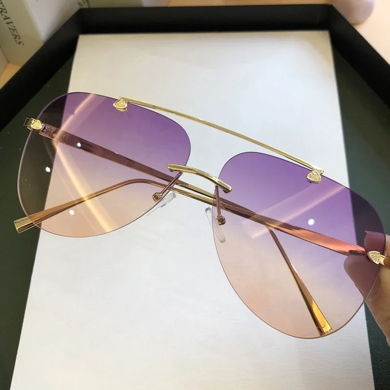 メンズ用、ヴィンテージ風のフレームレス合金製アビエーター型サ - Designer Sunglasses のレビューと価格