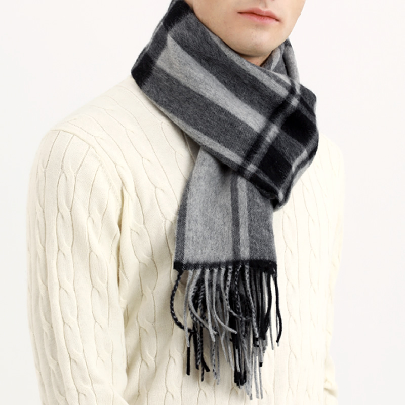 パシュミナスカーフ男性冬ストリップ固体チェック柄ウールスカー - Cashmere Scarf のレビューと価格