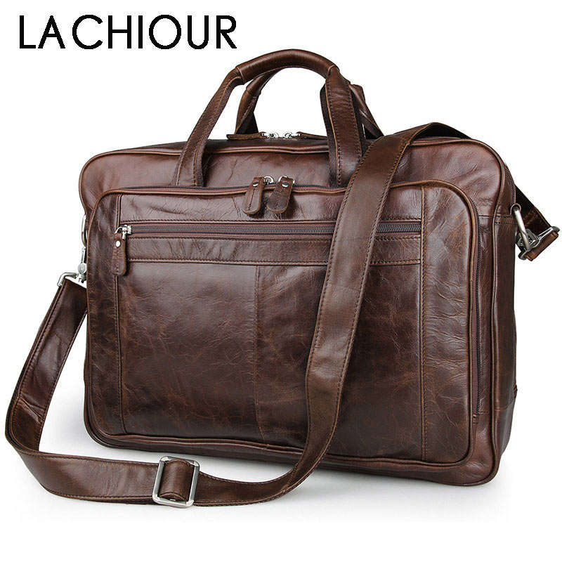 Lachiour-メンズ本革ハンドバッグ,ヴィンテージトート - Leather Briefcase のレビューと価格